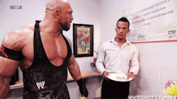 wweishot:  Not that big of a Ryback fan but this shit was kinda hot &lt;.&lt; my gifs  I wouldn&rsquo;t mind if Ryback did this to me! Well aside from going through the table