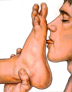 &ldquo;Feet First&rdquo; by Dic, 2001, prismacolor on paper, 10&quot; x 8&quot;.