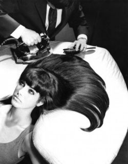 Hair ironing in the 60s.