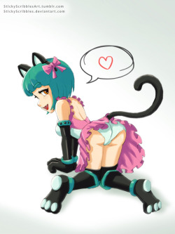 Neko Mewsie Released Thanatoos  and Noxgam requested to set Mewsie free from the statue curse.   Mewsie shakes her tail with joy just in time for the New Years.  Who  wants to pet the pussy?For early previews/bonus scenes/animation, and high res uncensore