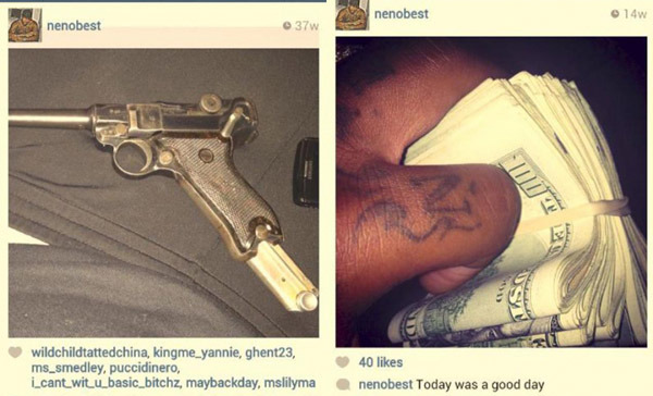 armas e dinheiro no instagram