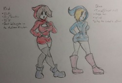 According to my recent poll, you guys really want me to make a Shygal-themed comic. So here are some character designs I whipped up. I may change their names later, but this is what the two main characters will probably look like. I also included their