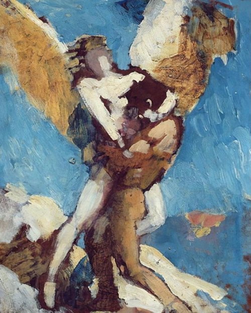 antonio-m:‘Jacob Wrestling with the Angel’, c.1876 (and study)  by Leon Joseph Florentin Bonnat (1833-1922). oil on canvas