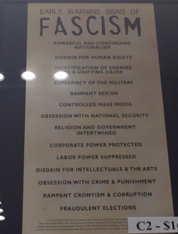 micdotcom:  US Holocaust Museum’s “early warning signs of fascism” sign is going viralThe United States Holocaust Memorial Museum wants to make sure that fascism doesn’t make a comeback. A Twitter user snapped a shot of a poster from somewhere