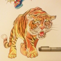 Tiger with colorrrrrr. #tiger #bigcats #tattooflash #cats