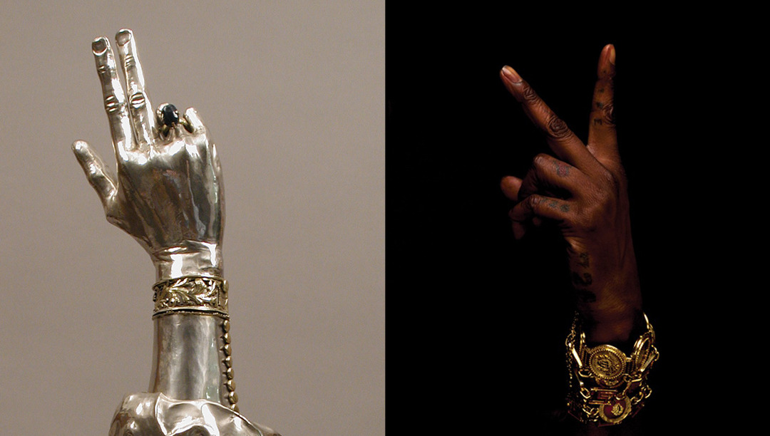 Left: Reliquary arm of St. Valentine 14th century Swiss Right: 2 Chainz