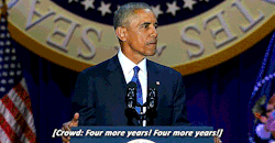 baawri:  Crowd chants ‘Four More Years’ as President Obama gives his final speech as President  