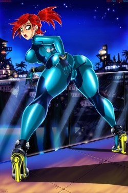 whackyscissors:  shadbase:  shadbase:Bloo Suit FrankieLittle spinoff pinup of the BLoo Panties comic up on Shadbase.I added the full versions, including TheCons original ZeroSuitFox sketch. I changed it to Frankie to fit her to the Shadbase theme, and