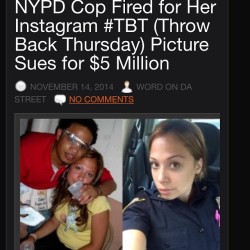 virtuous-goddess:  youngestlord:  This police officer got fired for posting a TBT picture of her and her ex boyfriend and got fired because her ex boyfriend is a “convicted felon” meanwhile Darren Wilson shot an unarmed black boy and is still walking
