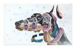nychos:  Cross section of a Doberman (mixed media, 60x100cm) 