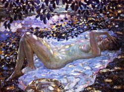 ugly-flower:  dappledwithshadow:  Nude in Dappled Sunlight, Frederick Frieseke 1915  New favorite
