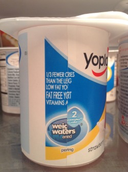 ethankwolfe: fruitydrinksister:  vardpup:  pyrocrastinate:  tdrloid:  Low fat yo  is no one going to talk about 1/3 fewer cries than the leg  fat free yort  I know I just reblogged this but now I’m crying over fat free yort  weighwatersened 