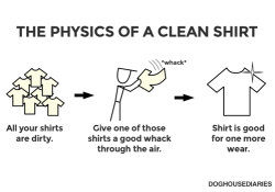 welele:  La física de una camiseta limpia Eliges una camiseta sucia, la sacudes con una buena cantidad de aire. La camiseta queda lista para un uso.
