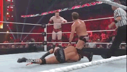 Chris Jericho showing off the guns to Sheamus while pinning Orton to the mat&hellip;love my mind! ;)