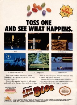 vgprintads:  &ldquo;A Boy And His Blob: Trouble in Blobolonia&rdquo; via Retro Gaming Australia   Proudest moment of my childhood: getting Blob to eat the ketchup jellybean