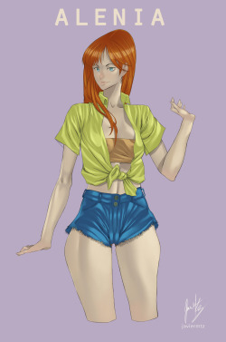 javiermtzspace:  Alenia | Adoptable A natural redhead, She is proud for her pale skin and thin shape. Loves dancing, the bikes, pillow fights and  play video games. You want this adoptable, just email me: javier.martinez.correa@gmail.com The price for