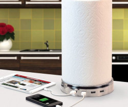 awesomeshityoucanbuy:  USB Paper Towel ChargerOnce the USB paper towel charger is introduced in your life you’ll wonder how you ever got along without it. With fully functional USB ports at the base and a sturdy anodized aluminum pole made to handle
