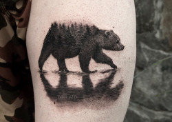 tyleratd:  Bear and forest tattoo by Tyler ATD, Ascent Studio, Whistler, Canada. instagram: selfdiagnosedemail: tyleratd@hotmail.com