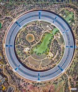 dailyoverview:  Apple Park is the corporate headquarters of Apple Inc., located in Cupertino, California, USA. It was opened to employees in April 2017, superseding the original “Apple Campus,” which opened in 1993. Currently, more than 12,000 employees