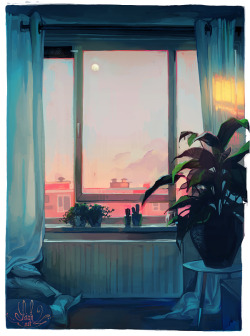 loish:some much needed environment practice.. based on the view from my living room window during sunset.