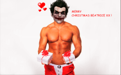 For one of my Friends back on (Deviantart !)  (BeatriceJackson2000 !) well she said that she wanted me to an &ldquo;PhotoManiplution &rdquo;! of the Joker from the (Batman Games!?) well i tryed to put an &ldquo;Christmas Hat on him &rdquo;!? but the way