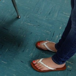 feetfinder2492:  Three different friends in their white flip flops in one class!!!! This was Emma’s tiny tiny feet!! 👣👣👣❤️ 3/3 #classcandid #classfeet #candid #creepfeet #creepshot #feet #foot #feetfinder2492 