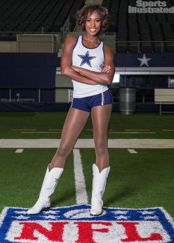cheerleaderspantyhose:  Perfection. Jacie of the Dallas Cowboys Cheerleaders in tank top, blue booty shorts, white cowgirl boots, and shiny sheer nude pantyhose 