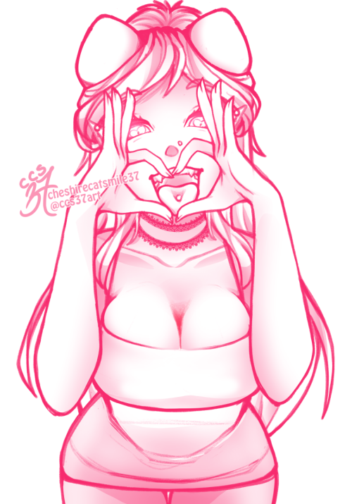 Forgot to post this sketch here~!Heart hands (that I liked better as just a pink/white sketch after adding color)