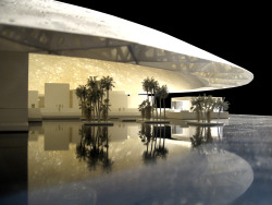 incorporatedchaos:  The Abu Dhabi Louvre by Jean Nouvel.  The museum designed as a “seemingly floating dome structure”; with a patterned dome allowing the sun to filter through representing the “rays of sunlight passing through date palm fronds
