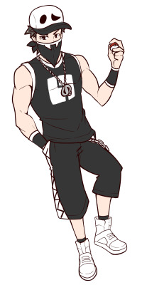 kuroshinkix: DOODLE TIME!What IF Red become a Team Skull, do you think he looks better? :3