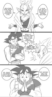  Anonymous asked funsexydragonball: Ever thought about illustrating the one most (in)famous sex scene in all DB fandom - the sleep rape of Goku by Princess Lila (per all those crazy AF stories)? Toyble glanced over it (he had West Kaioshin simply steal
