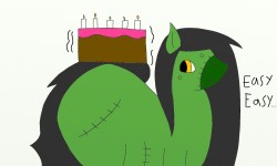 zirathezompony:  Zira: and that’s how your cake got all over my ass… sorry (mob: happy birthday mcsweezy! now time to eat blow out the candle and and eat your cake~)   Thanks man!