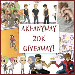 akisdoodles:  YAS! 20K followers has always been a huge goal of mine, and now I finally got it! So I’m doing a giveaway to thank all my followers for your amazing support! I’ll pick 2 winners: one on Tumblr and one on Twitter since I got 20K also