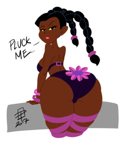 slewdbtumblng: thestooge-223:  pinupsushi:  I believe it was about time for me to draw the ever-popular thicc rave girl from Samurai Jack - but I decided to try to emulate the same coloring style as the show. Always thought the flower on her butt was
