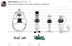 acecakes: blackishhat:   from meters to feet: 5.0.5 = 7.4 ft Black Hat = 6.66 ft Dr. Flug = 5.8 ft Demencia = 5.5 ft   I thought Flug would be smol!! ToT 