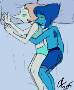 tassietyger:  Spooning for the Holidays by tassietyger  Okay so this is not really a Winter Holiday theme picture. Granted, I just wanted to draw/post lesbian space rocks around Christmas - PearLapis woot! Yet, not everyone celebrates the same holiday.