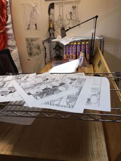 SnK News: Isayama Shares Photos of Mock Workstation and Eren Panel DraftIn his October 4th blog post, Isayama Hajime shared photos of old SnK manuscripts resting around his mock workstation, built as part of an exhibition in his home region of Hita, Oita,