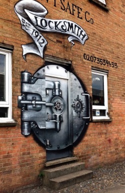 Artistic marketing (locksmith doorway, London UK)