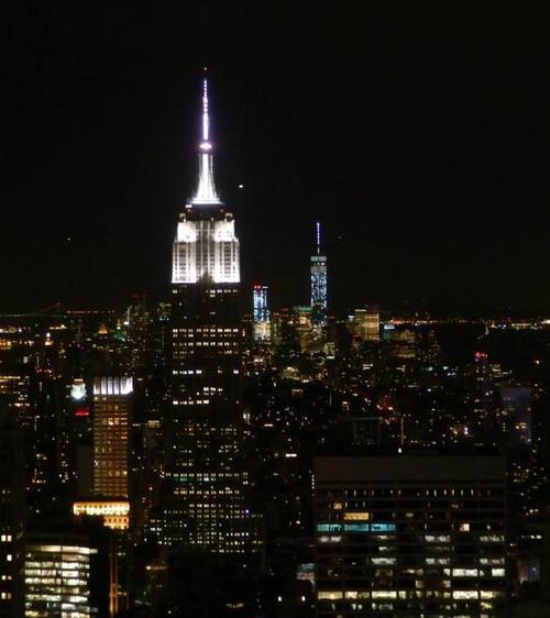 The Empire State Building as seen from the top of the rock at night