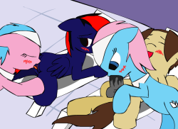 nsfw-starsinger:  An universe 4 pic featuring nsfwjamesandjamie.Universe 4:I don’t usually go to the spa in Ponyville everyday, but today when I was there with Jamie they gave a special treatment… And I mean a really “special” treatment which