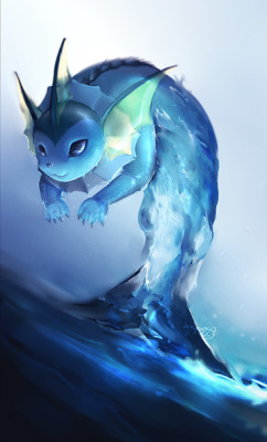 alternative-pokemon-art:  Artist Vaporeon melting into water, as explained in its Pokedex entry (by request). 