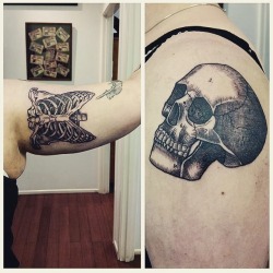 1337tattoos:  Two new pieces for my anatomy themed ¾ sleeve. Reference images sourced from vintage anatomy textbooks. Done by Adam Miller http://instagram.com/millhaustattoo at Trailer Trash Tattoo on Brisbane, Australia.submitted by http://bonechaos.tumb