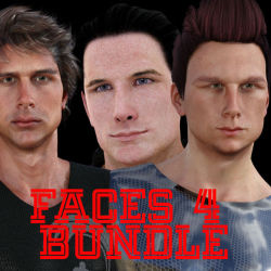 Faces  4 for Genesis 1 Male, M5, Genesis 2 Male, M6, Genesis 3 Male and M7 is  comprised of 10 custom face morphs without any textures. Compatible with Daz Studio 4.8  and you save 51%! Definitely get your hands on this bundle. Faces 4 Bundle For G1M,