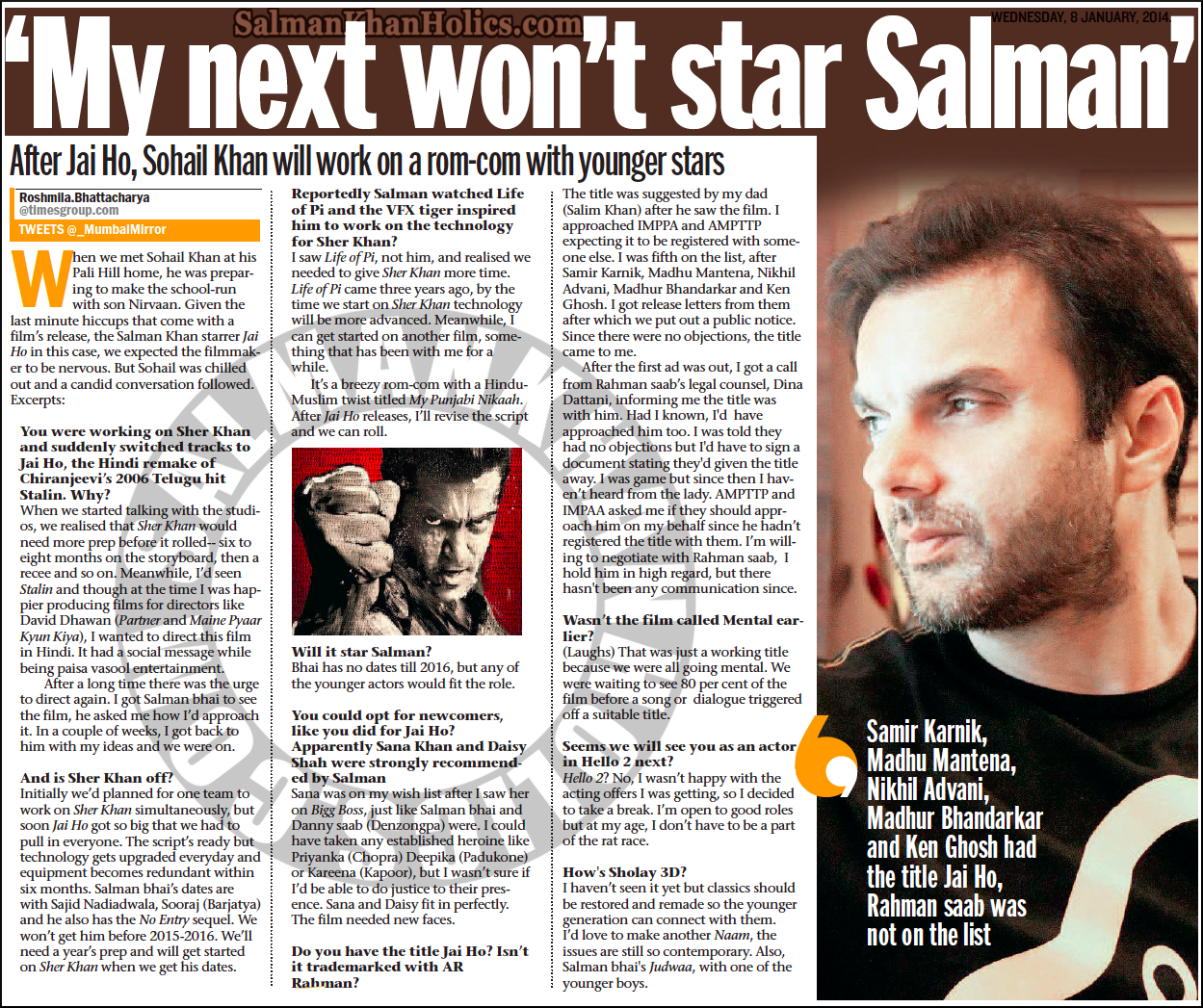 Interview - ★ (Paper; Interview) ‘My next won’t star Salman’ -Sohail Khan ! Tumblr_mz26or4GQL1qctnzso1_1280