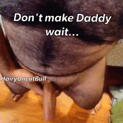 thedominantdaddyblog:  hairyuncutbull:  Daddy is on the hunt for a bubble butt 🍑 Looking for smooth in shape bottoms ages 18-30. Message me your KIK.   Do as Daddy says. 