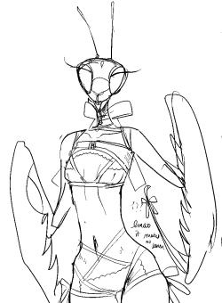 I found this adorable mantis girl in the image files i saved from my dead harddisk. The original filename is gone, and thus i have no idea who drew it, but i thought i&rsquo;d share! Ahah! Google image search points me here