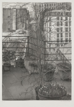 thunderstruck9:  Érik Desmazières (French, b. 1938), La Rue Charles Nodier, 1990. Etching and aquatint, 49.5 x 34.5 cm.via amare-habeo