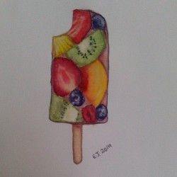 The #fruit of my labour today. Pun intended :p #ice #lolly #popsicle #strawberry #kiwi #summer #art #watercolour #paint #me #summer #mine