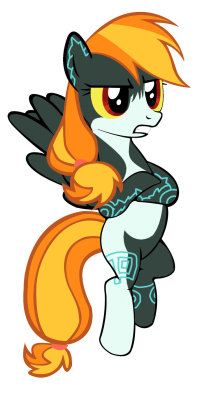 fuck-no-zelda-fandom:  This really bothers me, not simply because I love Midna and to ponify her seems insulting to me, but mainly because NO EFFORT WAS PLACED INTO HER DESIGN. If you’re going to pony these characters, then do better than a recolored