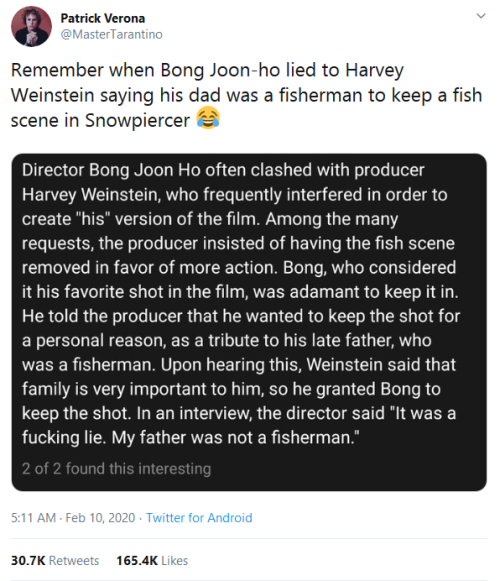 gahdamnpunk:  This and Studio Ghibli sending a katana with a note that said “no cuts” to Weinstein when he  was handling the distribution of Princess Mononoke are now my two favorite movie anecdotes  